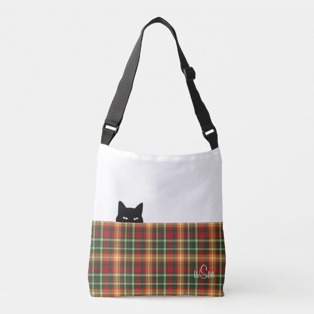 Ajustable Sac carrossable Tartan Orange Vert Plaid (Devant)