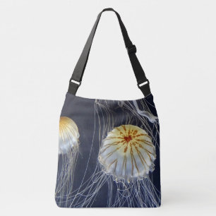 Ajustable sac fourre-tout blanc bleu à abrégé sur méduse