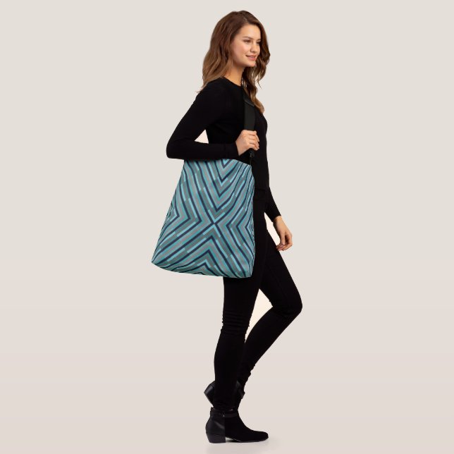 Ajustable sac fourre-tout "BLUE GREY GEOMETRIC DIAGONAL" (Sur le modèle)