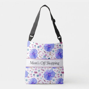Ajustable Sac fourre-tout Floral Bleu Sac de nom personnal