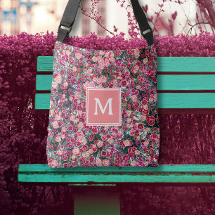 Ajustable Sac fourre-tout monogramme de pêche rose rouge à m