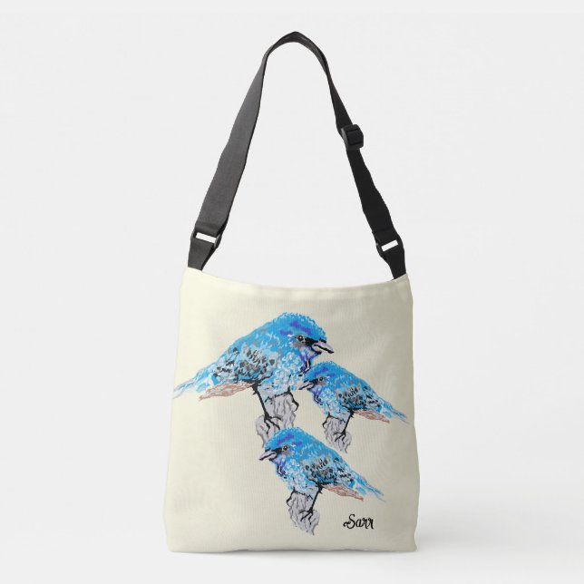 Ajustable Sac fourre-tout : Oiseaux bleus (Devant)