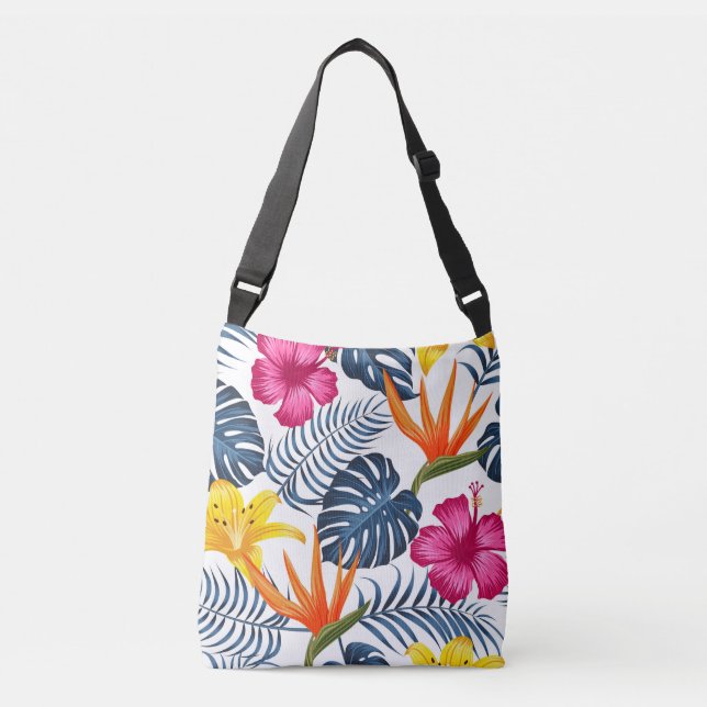 Ajustable Sac fourre-tout tropical aux fleurs (Devant)