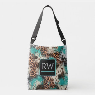 Ajustable Sac fourre-tout Turquoise Empreinte de léopard de