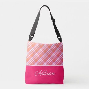 Ajustable Sac Grand Plaid Et Stripe Crossbody Rose Gradient