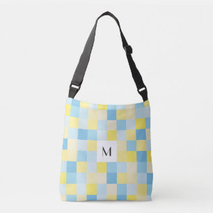 Ajustable Sac mortuaire croisé à carrés bleus et jaunes d