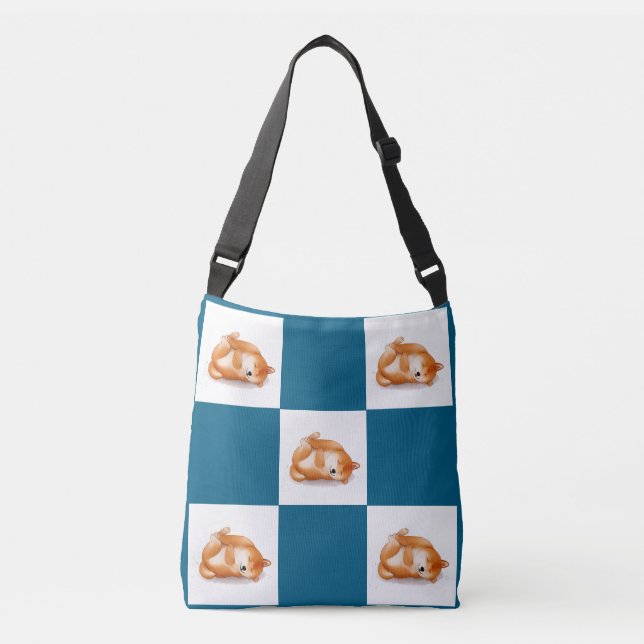 Ajustable shiba inu à damiers sac carrossable motif (Devant)