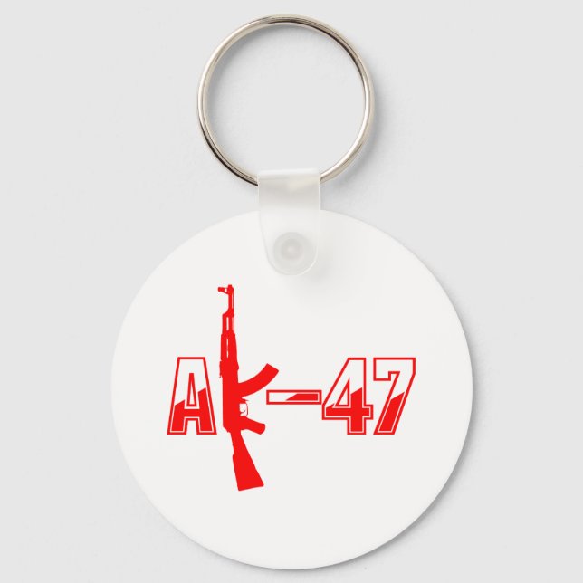 AK-47 AKM Assault Rifle Logo Red.png Keychain (Front)