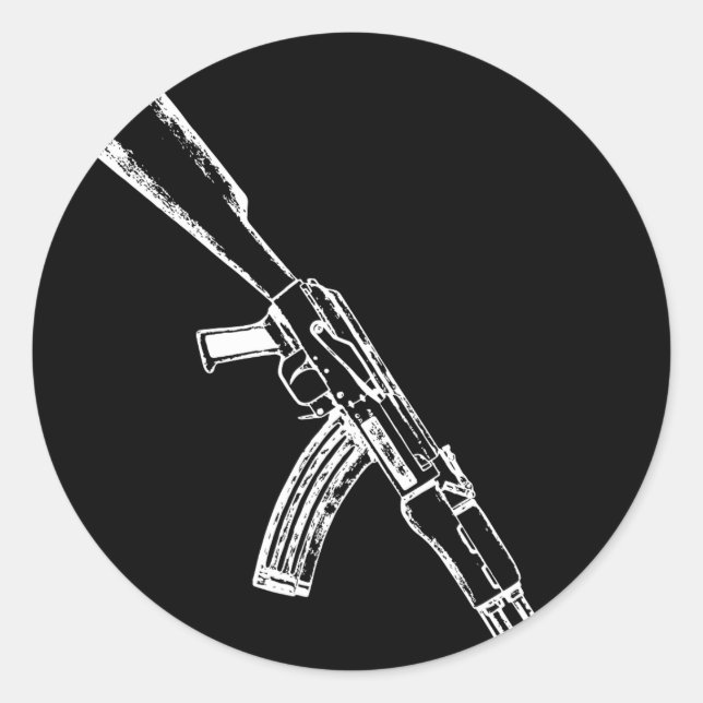 AK-47  Kalashnikov AK47 Rifle Owner Classic Round Sticker (Front)