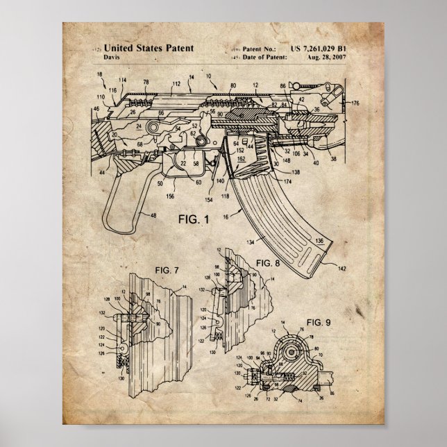 Ak-47 Poster de brevet de verrouillage de boulon (Devant)