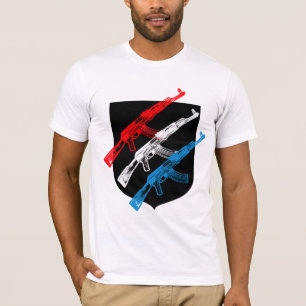 AK 47, Red, White and Blue T-Shirt
