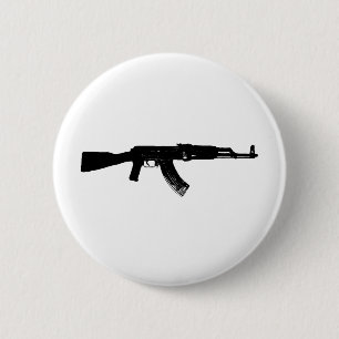 AK-47 Silhouette 2 Inch Round Button