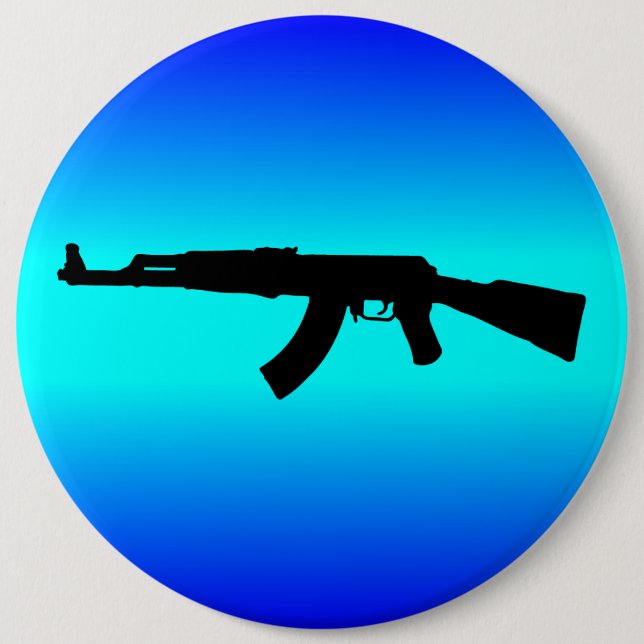 AK-47 Silhouette 6 Inch Round Button (Front)