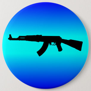 AK-47 Silhouette 6 Inch Round Button