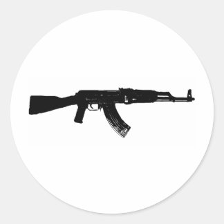 AK-47 Silhouette Classic Round Sticker