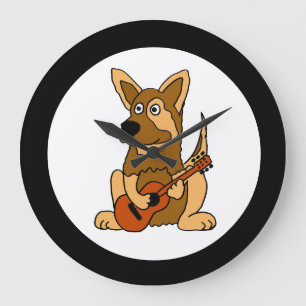 AK- German Shepherd Playing Guitar Wall Clock