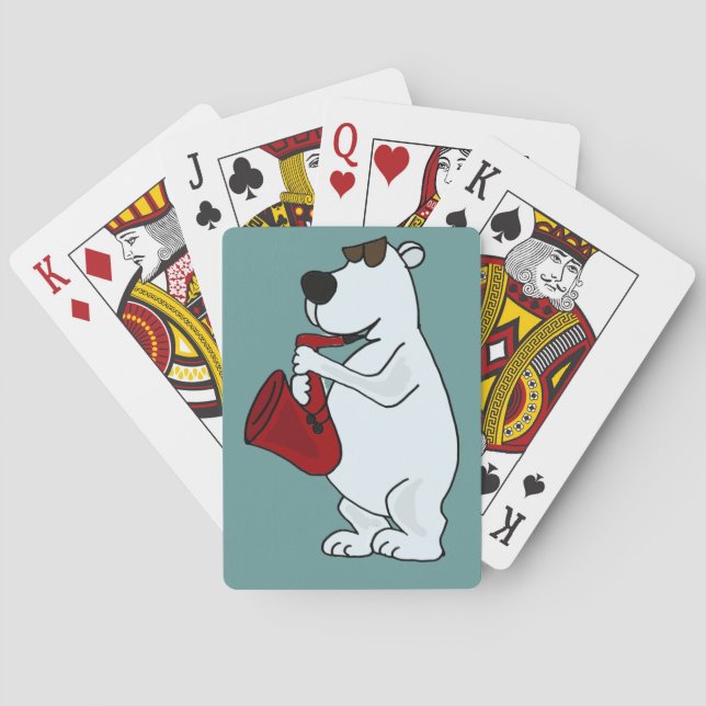 AK- Polar Bear Playing Saxophone Playing Cards (Back)