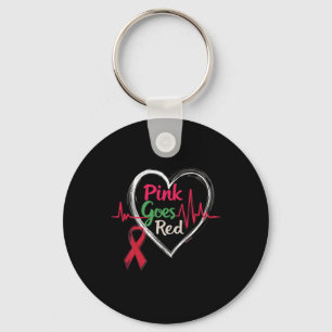 Aka Pink Goes Red Heart Health Awareness Costume F Keychain