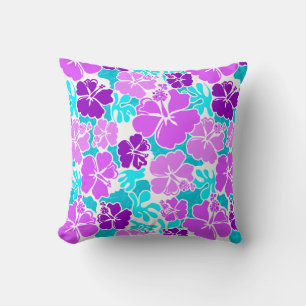 Akahai Hawaiian Hibiscus Tropical Floral Throw Pillow