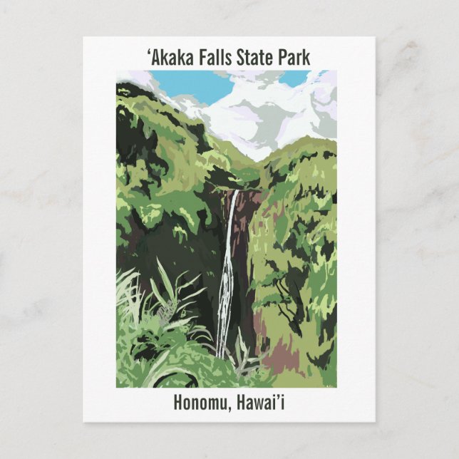 Akaka Falls Hawaii Waterfall Tropical Landscape  Postcard (Front)