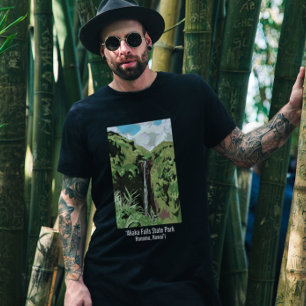 Akaka Falls Hawaii Waterfall Tropical Landscape  T-Shirt