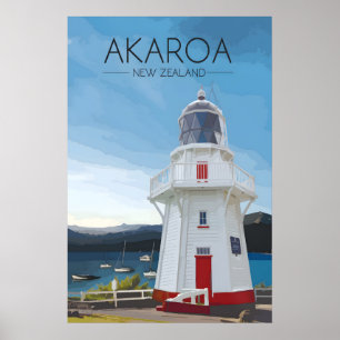 Akaroa New Zealand Travel Poster