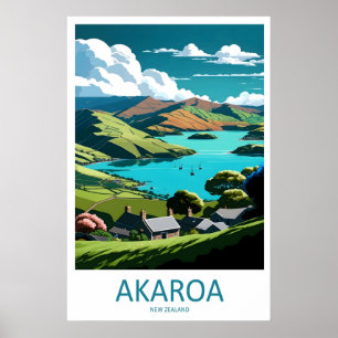 Akaroa Vintage Travel Poster Ski National Park