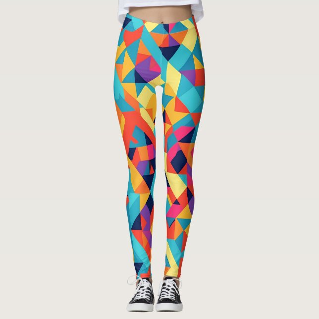 Akbash Geometric Colourful Personalized Pattern Leggings (Front)