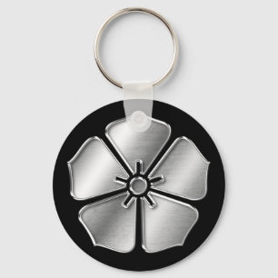 Akechi Clan Kamon Silver Chrome Keychain