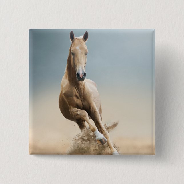 Akhal-Teke Horse 2 Inch Square Button (Front)