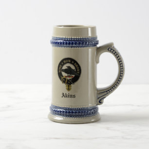 Akins Clan Crest & Coat of Arms Ceramic Stein