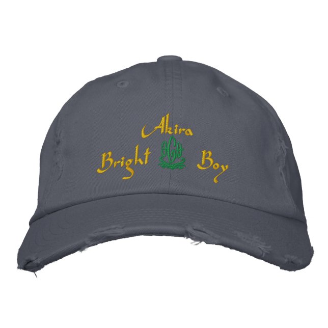 Akira Name With English Meaning Blue Embroidered Hat (Front)
