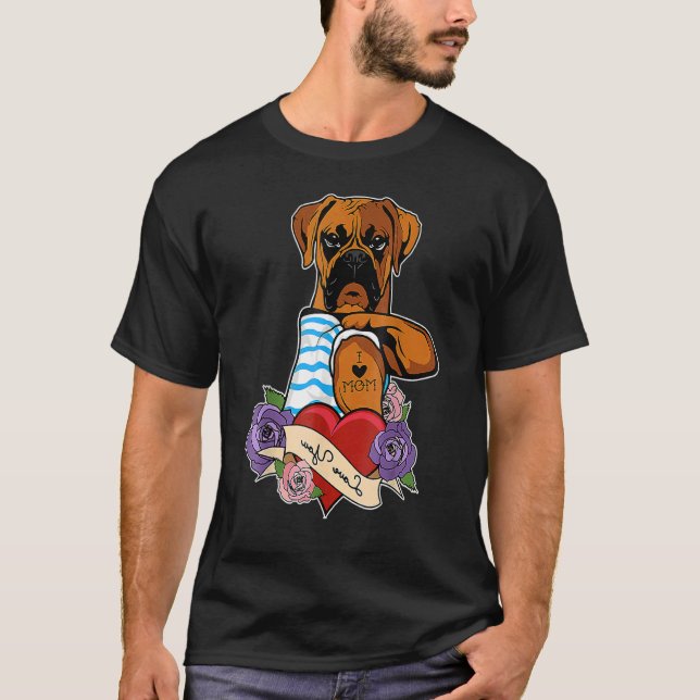 Akiras Fudowomens I Love Mom Tattoo I  Boxer T-Shirt (Front)