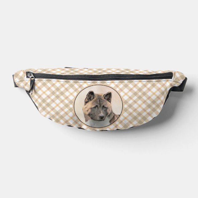 Akita American Japanese Inu Sable Painting Dog Art Fanny Pack (Lay Down)