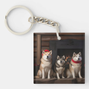 Akita au coin du feu de Noël