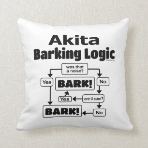 Akita Barking Logic Throw Pillow