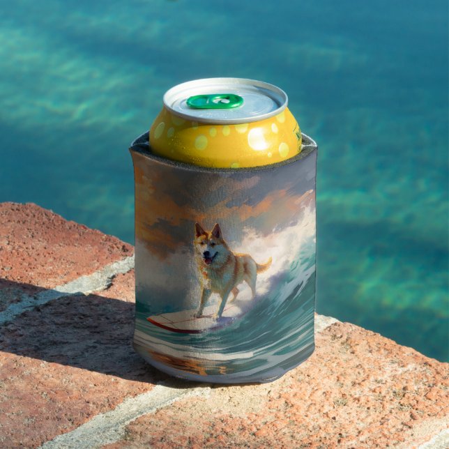 Akita Beach Surfing Painting Can Cooler (In Situ Pool)