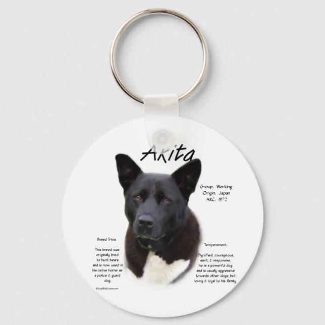 Akita (blk) History Design Keychain (Front)