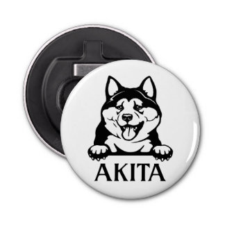 Akita Button Bottle Opener with magnet, Dog Button