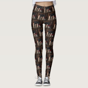 Akita by the Fireplace Christmas  Leggings