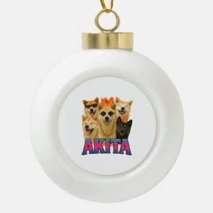 Akita  ceramic ball christmas ornament
