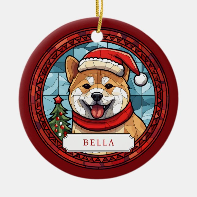 Akita Ceramic Circle Ornament (Front)