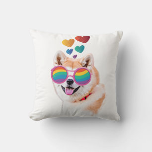 Akita Chien avec Coeurs Saint-Valentin Oreiller