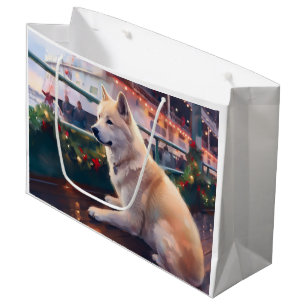 Akita Christmas Cruise: Pawsome Holiday Delight Large Gift Bag