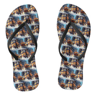 Akita Christmas Festive Season Flip Flops