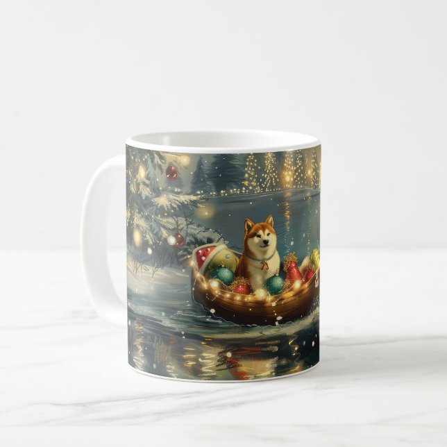 Akita Christmas Festive Voyage Coffee Mug (Front Left)