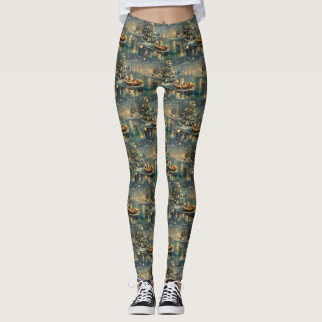 Akita Christmas Festive Voyage Leggings (Front)