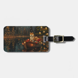 Akita Christmas Festive Voyage Luggage Tag