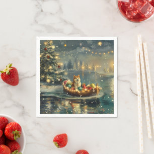 Akita Christmas Festive Voyage Napkin