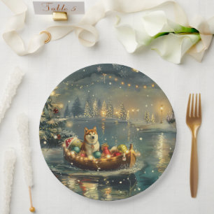 Akita Christmas Festive Voyage Paper Plate
